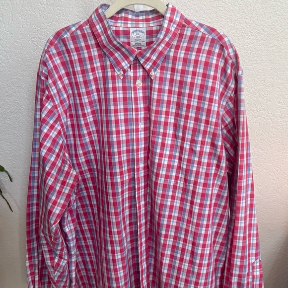 Brooks Brothers Redish pink and Blue Checkered Shirt - Picture 1 of 4